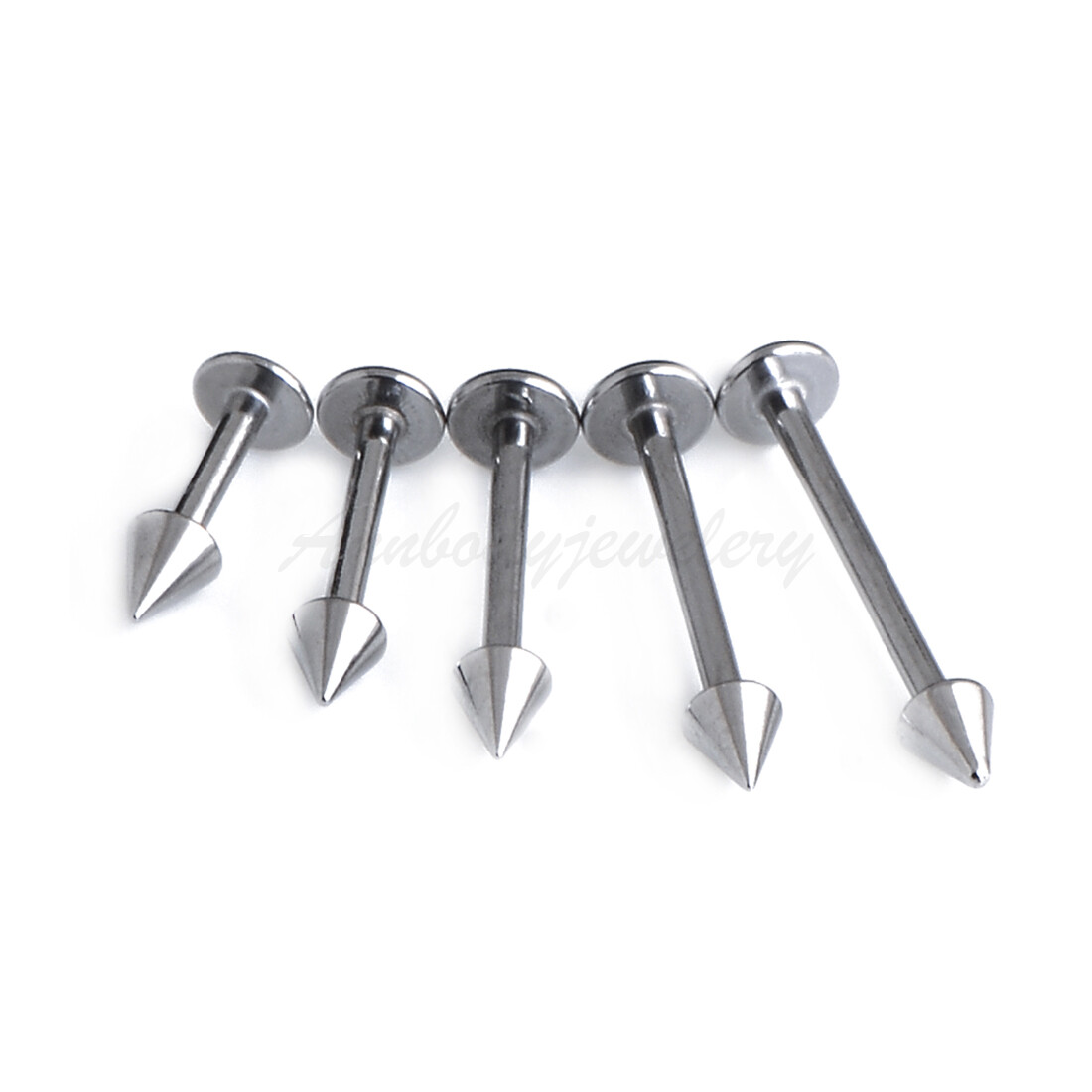 16g 14g Spike/ Cone Top Stainless Steel Labret Lip Monroe Cheek Tragus Ring Stud