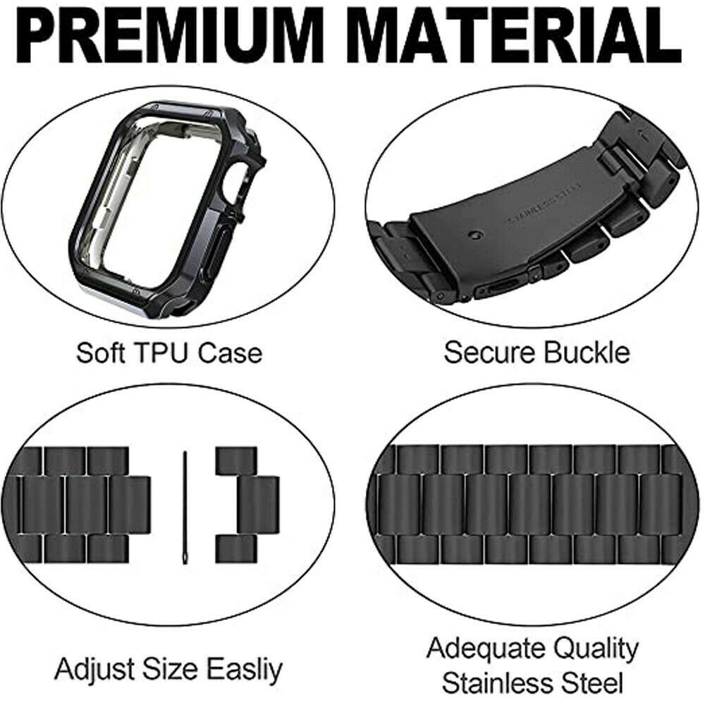 Stainless Steel Band + Case for Apple Watch 11 10 9 8 7 6 5 iWatch 38-46mm Strap