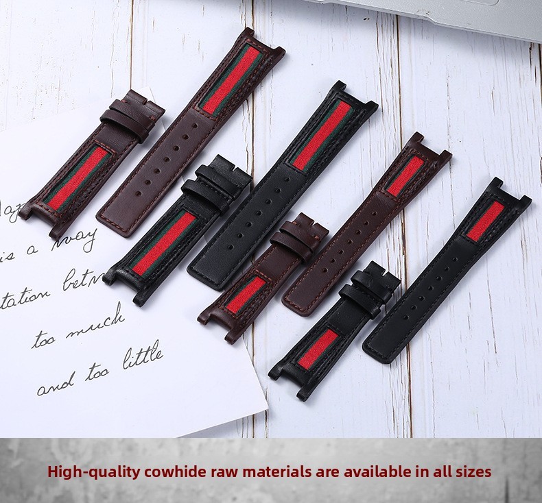 Quality Cowhide Genuine Leather Watch Band Straps 20 22 for Gucci Without Buckle
