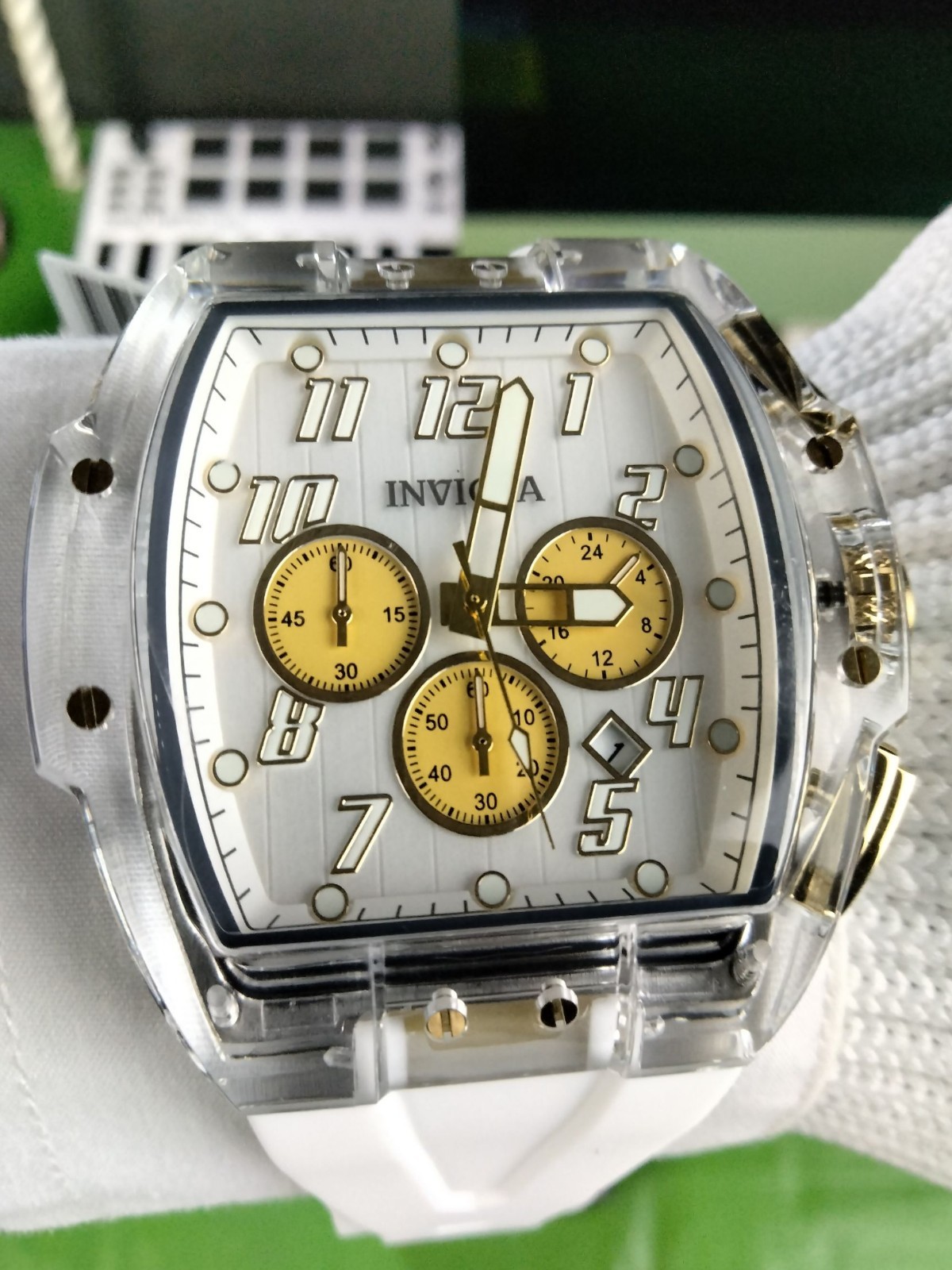 Invicta 49983 S1 Rally Transparent White Dial Chronograph 47mm Silicone Watch