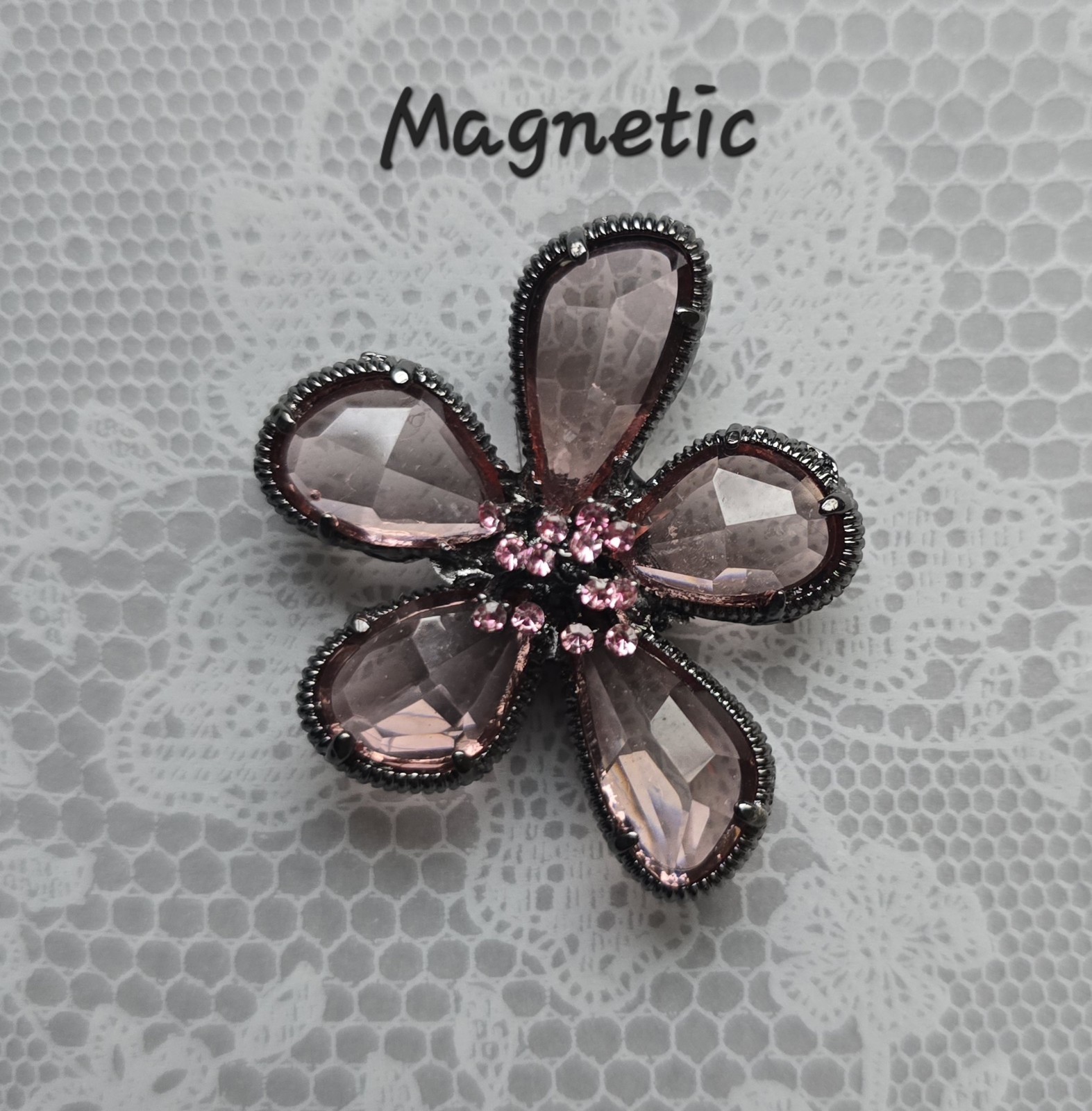 Mauve pink purple Cosmos Flower MAGNETIC brooch Equestrian, Spring magnetic pin