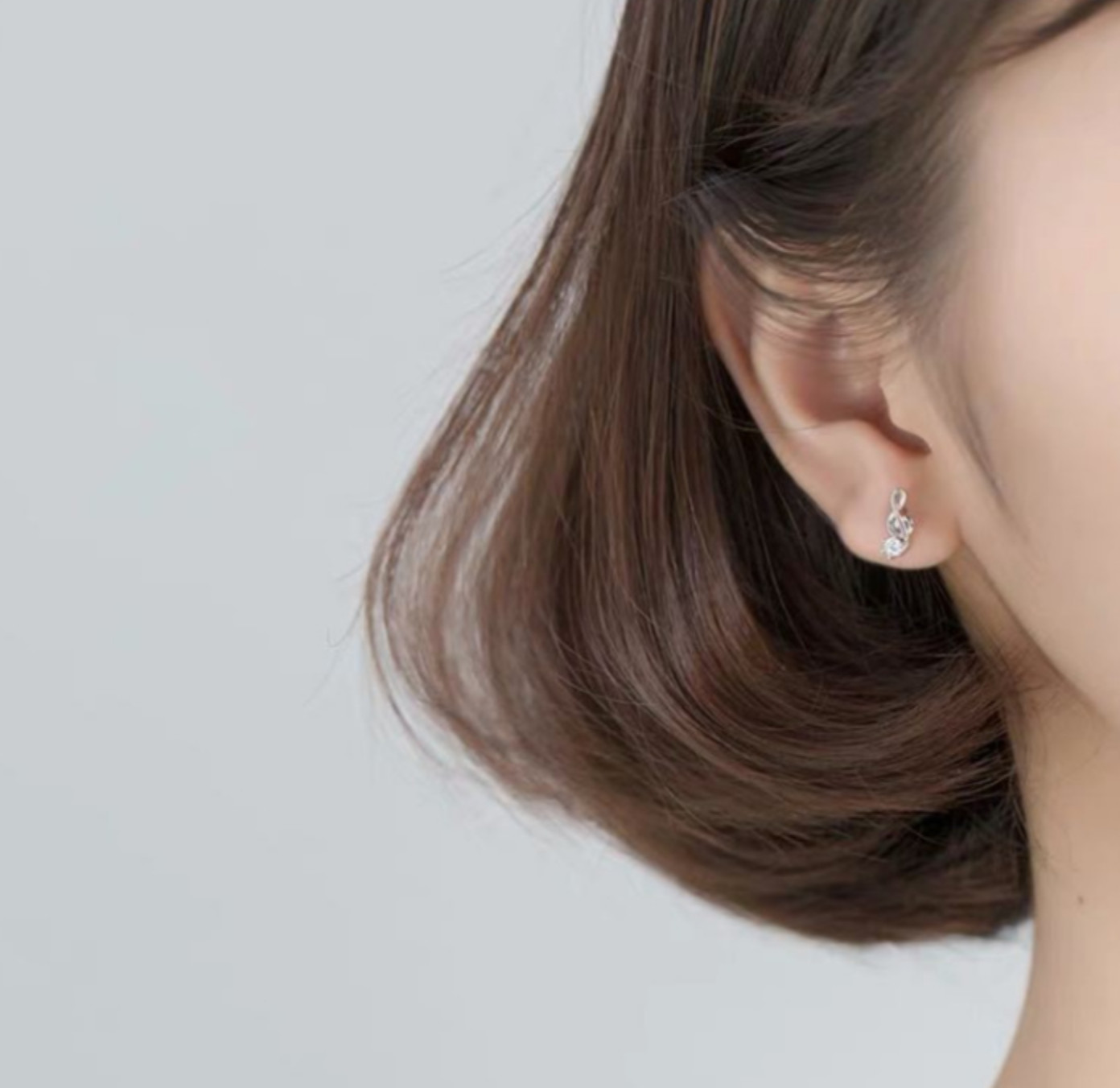 Tiny Silver/Gold/Rose Gold Musical Note Violin Guitar Pave CZ Stud Earrings