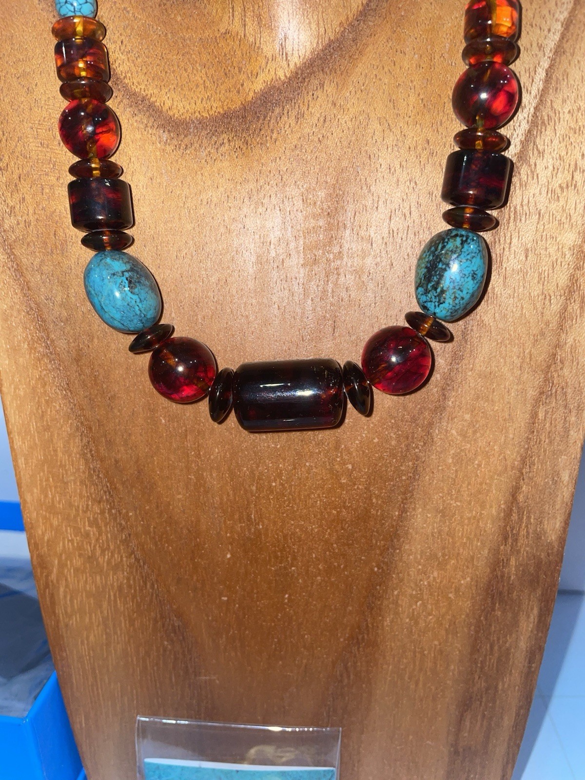 Jay King “Mine Finds” Amber and Turquoise Bead Sterling Silver Necklace, 18″