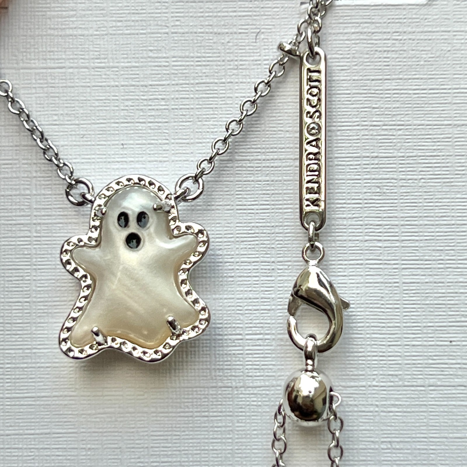 Kendra Scott Mother of Pearl Ghost Reversible Pendant Rhodium Silver Necklace
