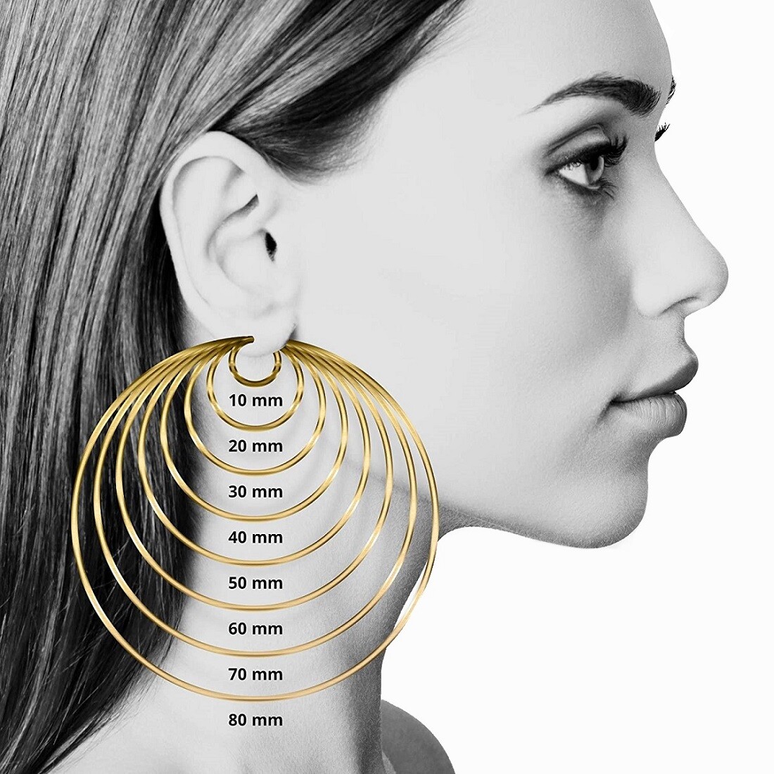 85mm Hollow Hoop Earrings High Quality lever back post 18k Pink Rose Gold Plated
