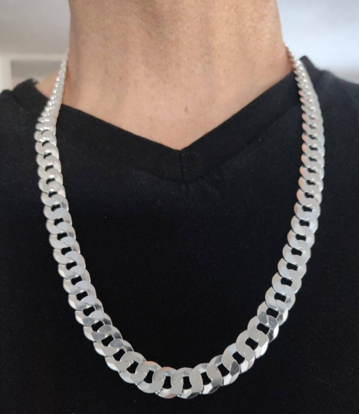 cadena de plata 925 Italiana 26″ larga 10mm 925 silver chain made in Italy