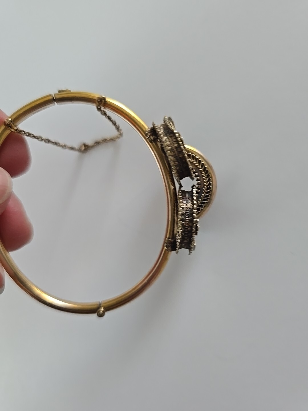 Victorian Etruscan Bracelet Gold Filled Filigree Clover Diamond Shape 6.25