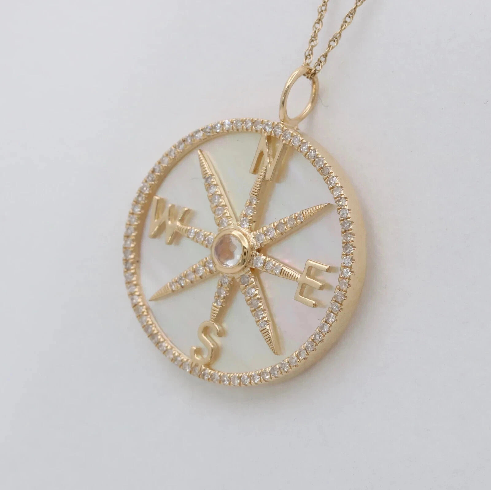 14k Yellow Gold Plated 1.00Ct Lab Created Diamond Women’s Compass Charm Pendant