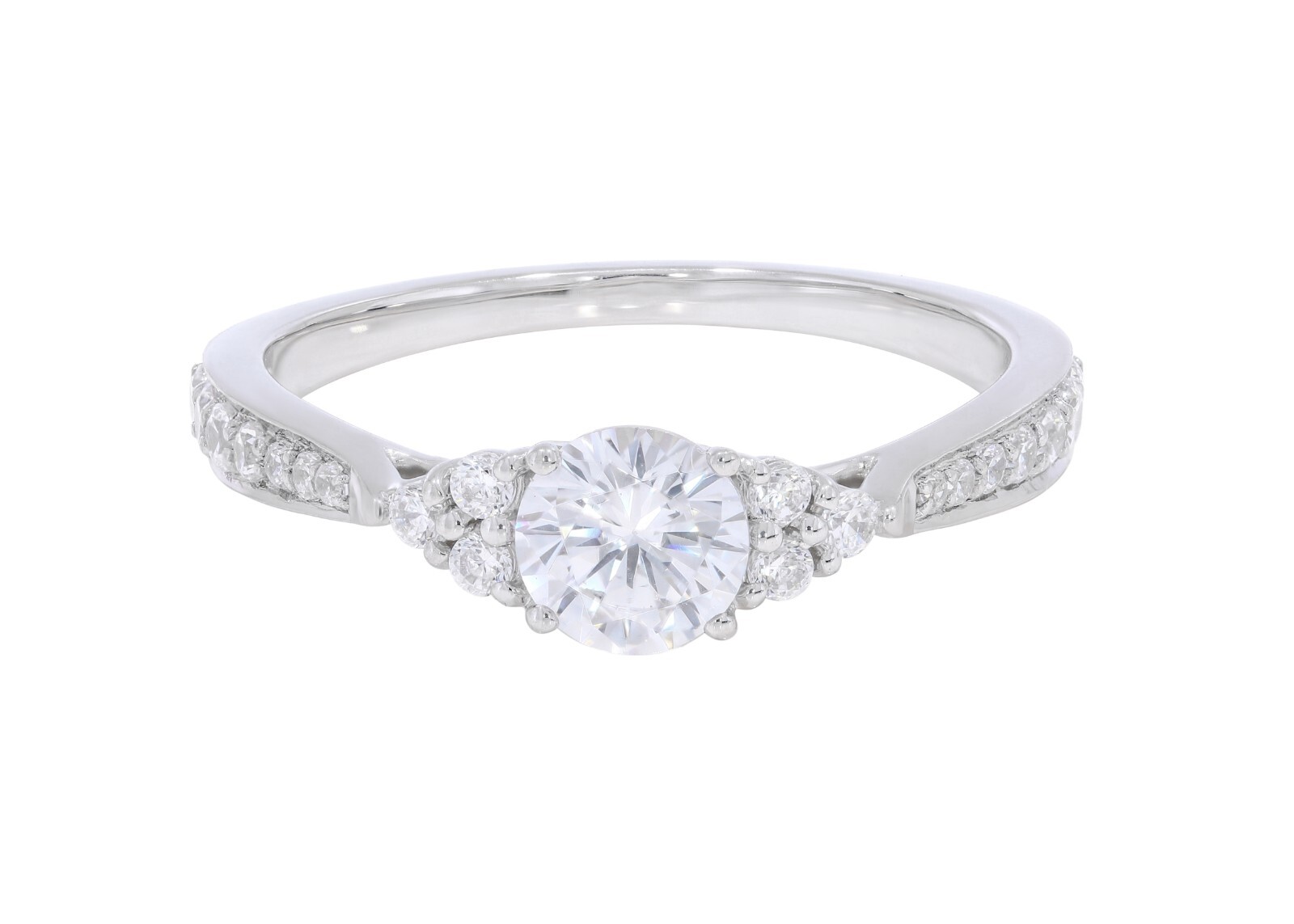 0.97 Carat Round Lab Grown Diamond Ring 14k White Gold Certified