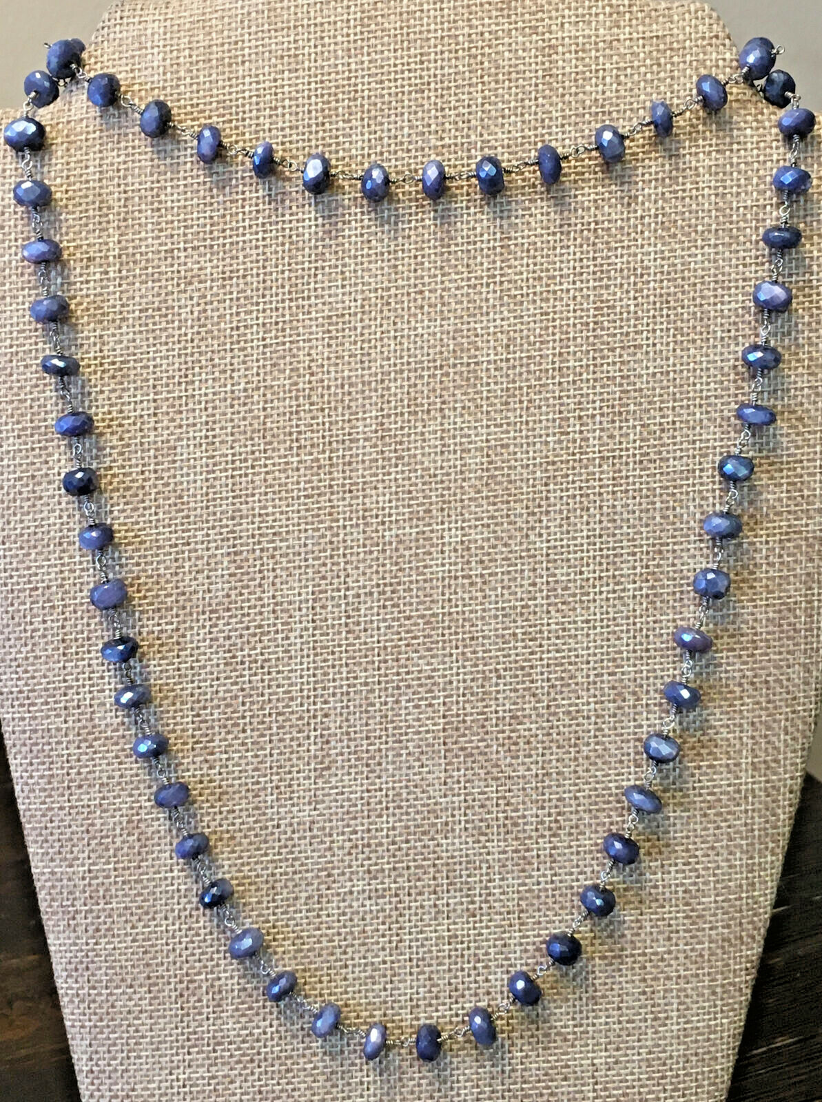 Rarities Metallic-Coated Blue Moonstone Sterling Silver Beaded 36″ Necklace NWT