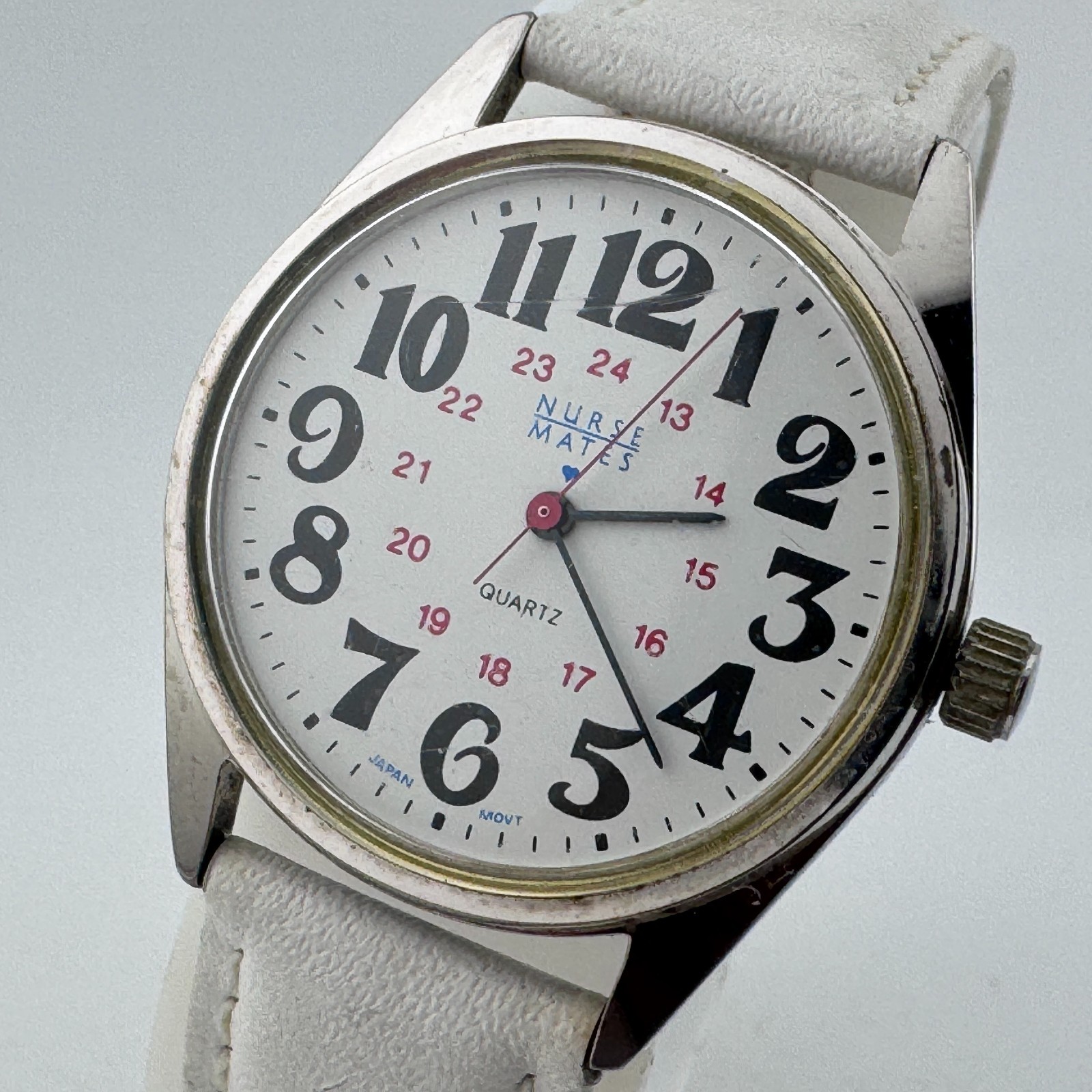 Vintage Nurse Mates Quartz Watch Women Silver Military Dial Easy Read New Batter