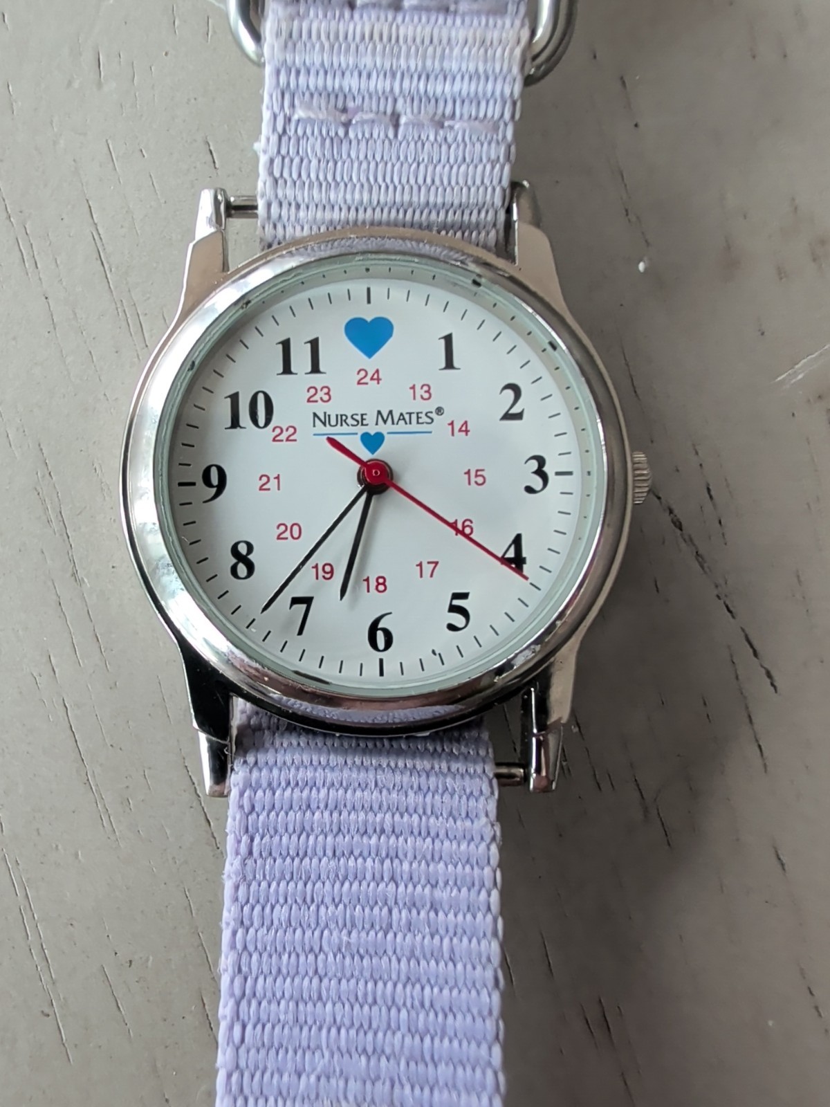 Nurse Mates Watch NM869004 Working 24hr Canvas Band New Battery