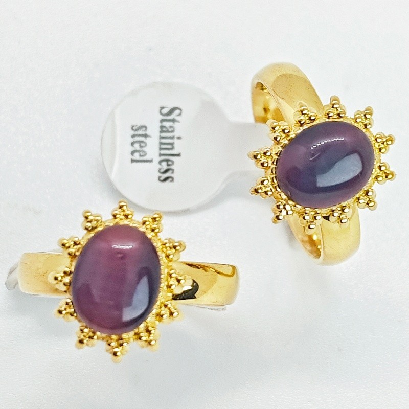 36 Pcs Oval Sun Bezel Wine Red Stone Stainless Cocktail Rings 4mm Bulk Jewelry