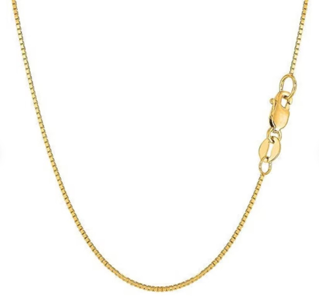 10kt Yellow Gold 24″ Classic Box Link Pendant Chain/Necklace 1MM 3.3 Grams