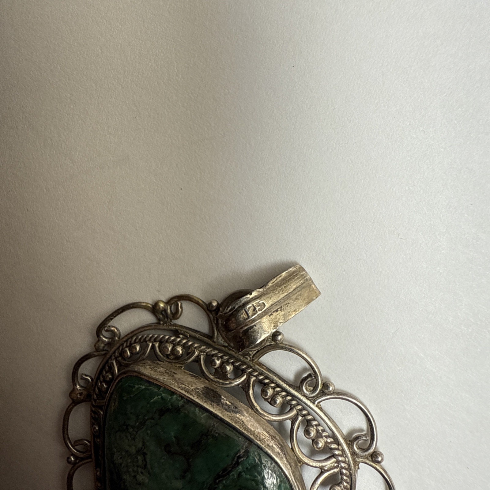 Israel Eilat Stone Pendant Handmade Vintage Filigree Big Stone