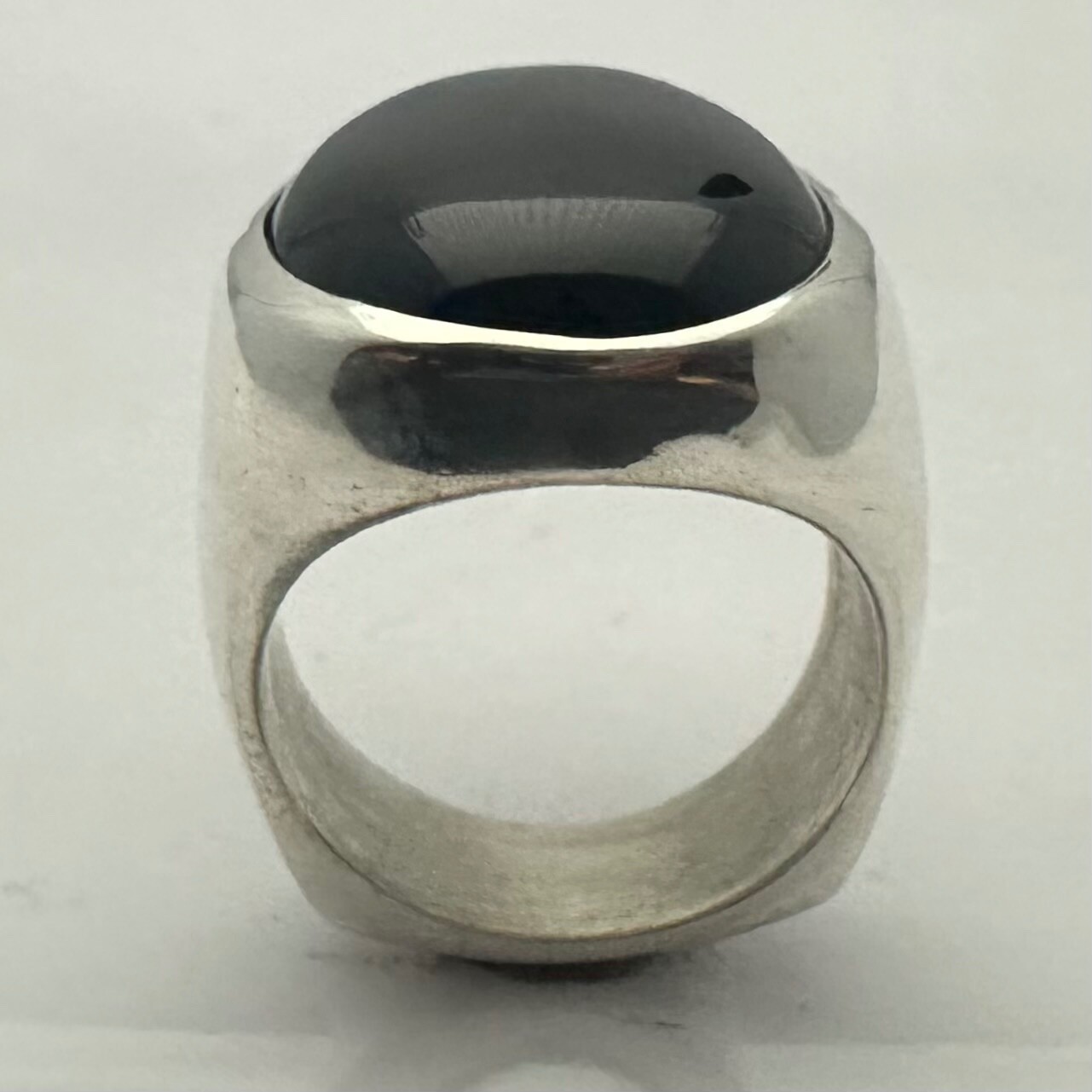 MJG STERLING SILVER XL 18 X24 mm OVAL BLACK ONYX RING. SZ 10. 34 Grams