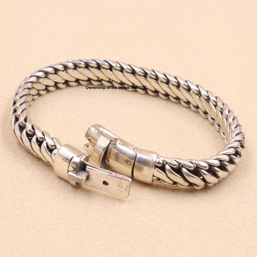New Pure 925 Sterling Silver 10mm Curb Link Chain Sterling Silver Bracelet 8.26″