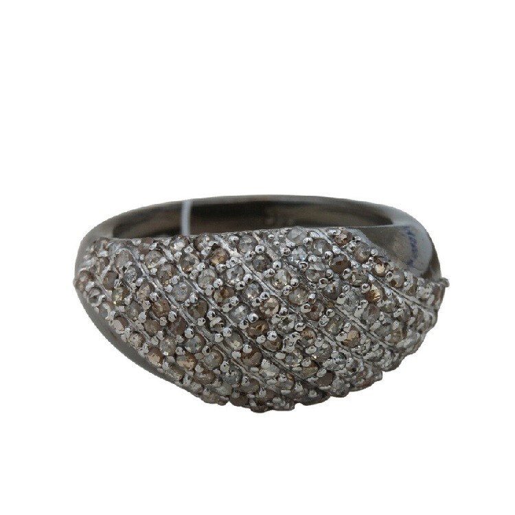 Genuine Vintage Pave Diamond Dome Ring in Sterling Silver 925 Unisex Ring