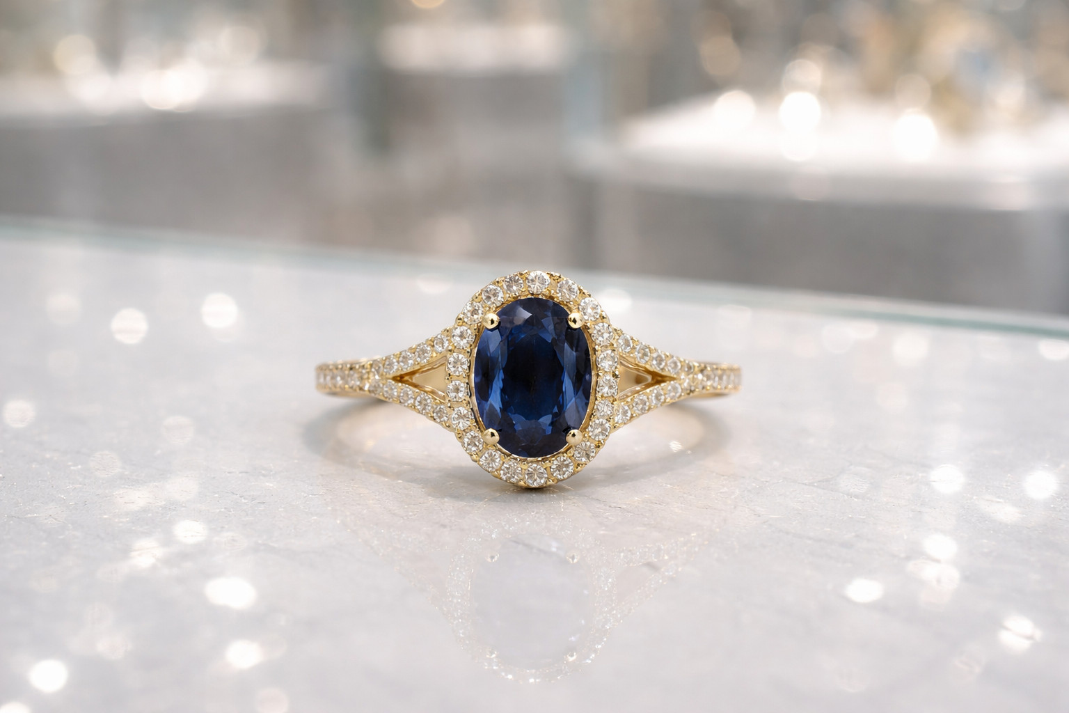 3.00 Ct Oval Natural Sapphire & Diamond Wedding Gift Ring 14K Yellow Gold Sz 7