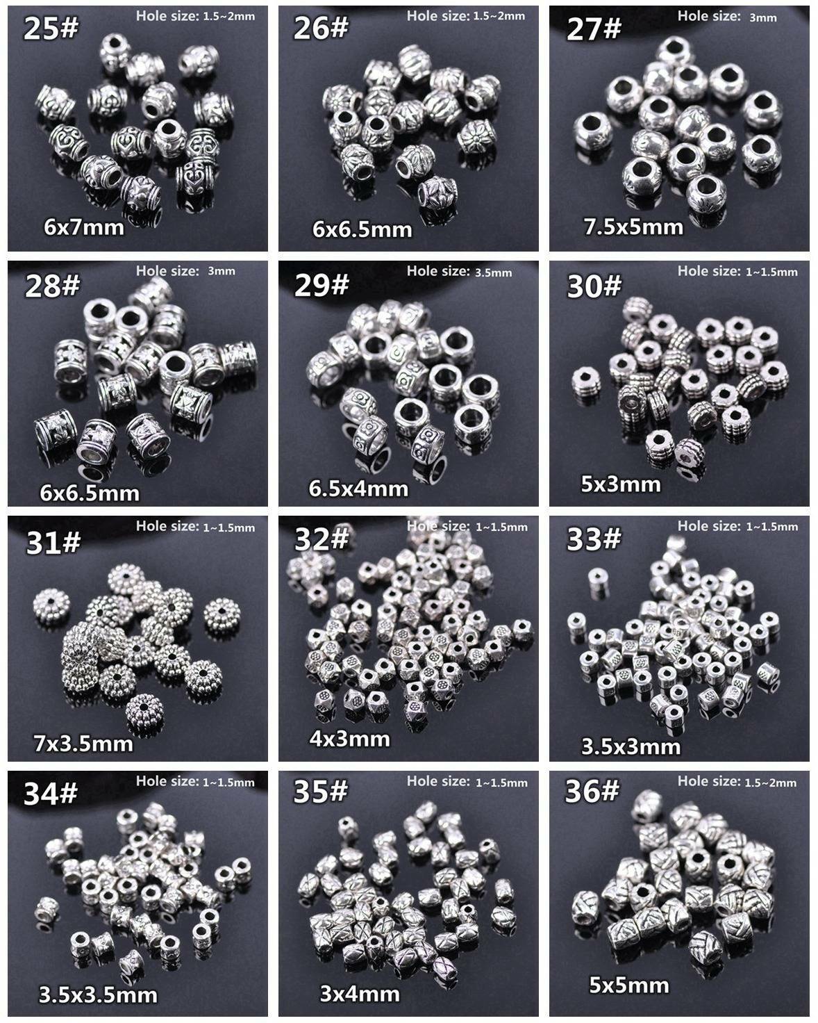 50pcs Tibetan Silver Metal Loose Spacer Craft Beads lot Wholesale Jewelry Making
