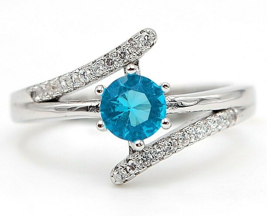 Heat Treated 1CT Blue Topaz 925 Solid Sterling Silver Ring Jewelry Sz 6 UB3-9