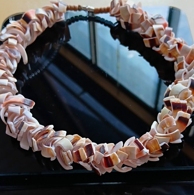 Vintage Handmade Hawaiian White & Brown Natural Shell Necklace