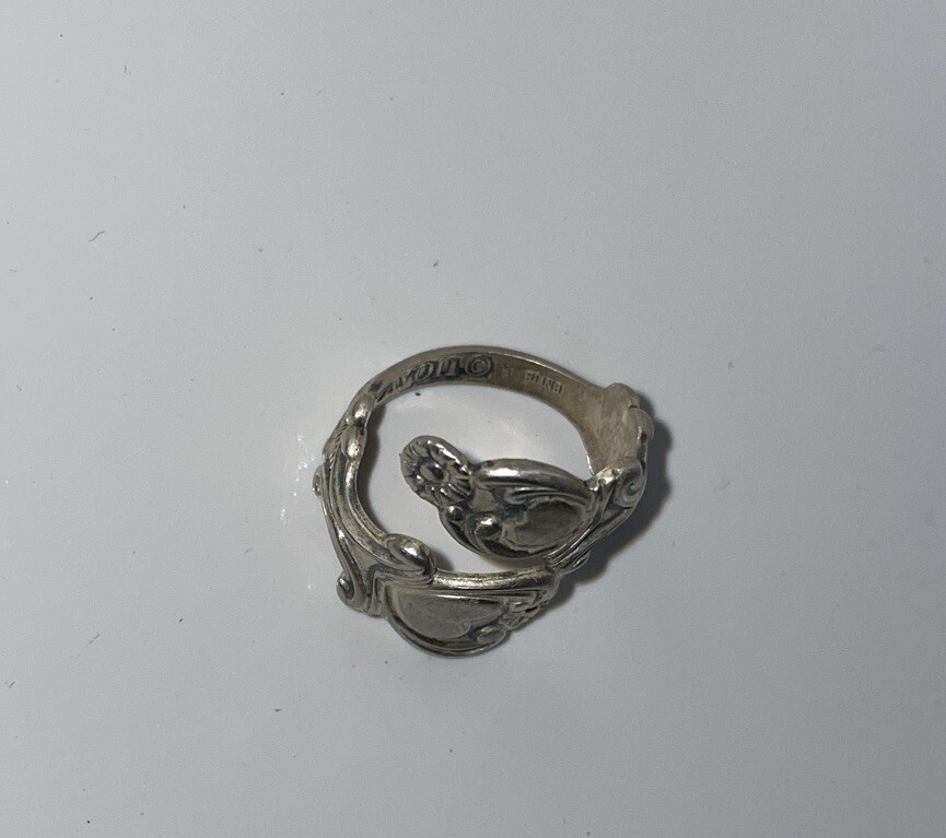 Avon Treasured Heart Sterling Silver Spoon Ring Valentine’s Wrap 925 Size Varies