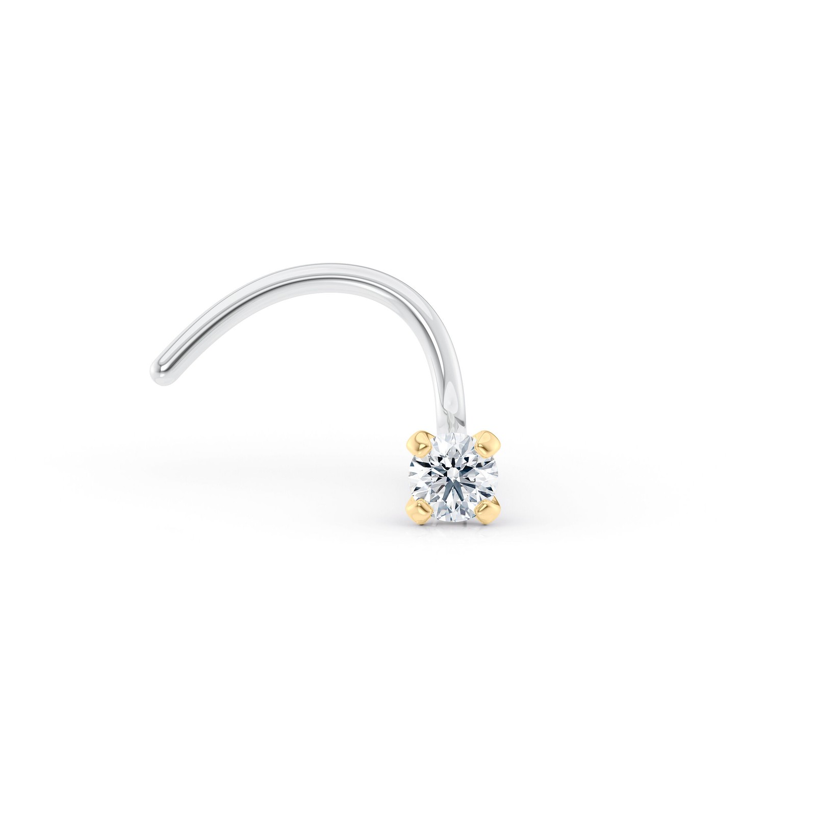Titanium and 14K Gold 0.02 Ct Lab Grown Diamond Stud Earrings, 10 MM
