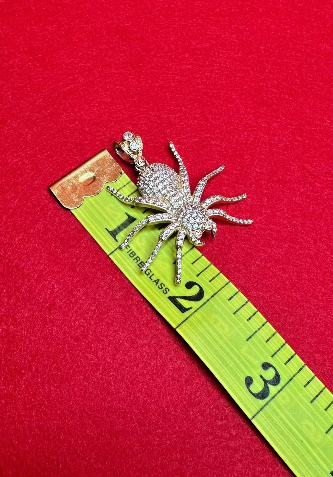 14K Gold Iced-Out Spider Pendant With Cubic zirconia
