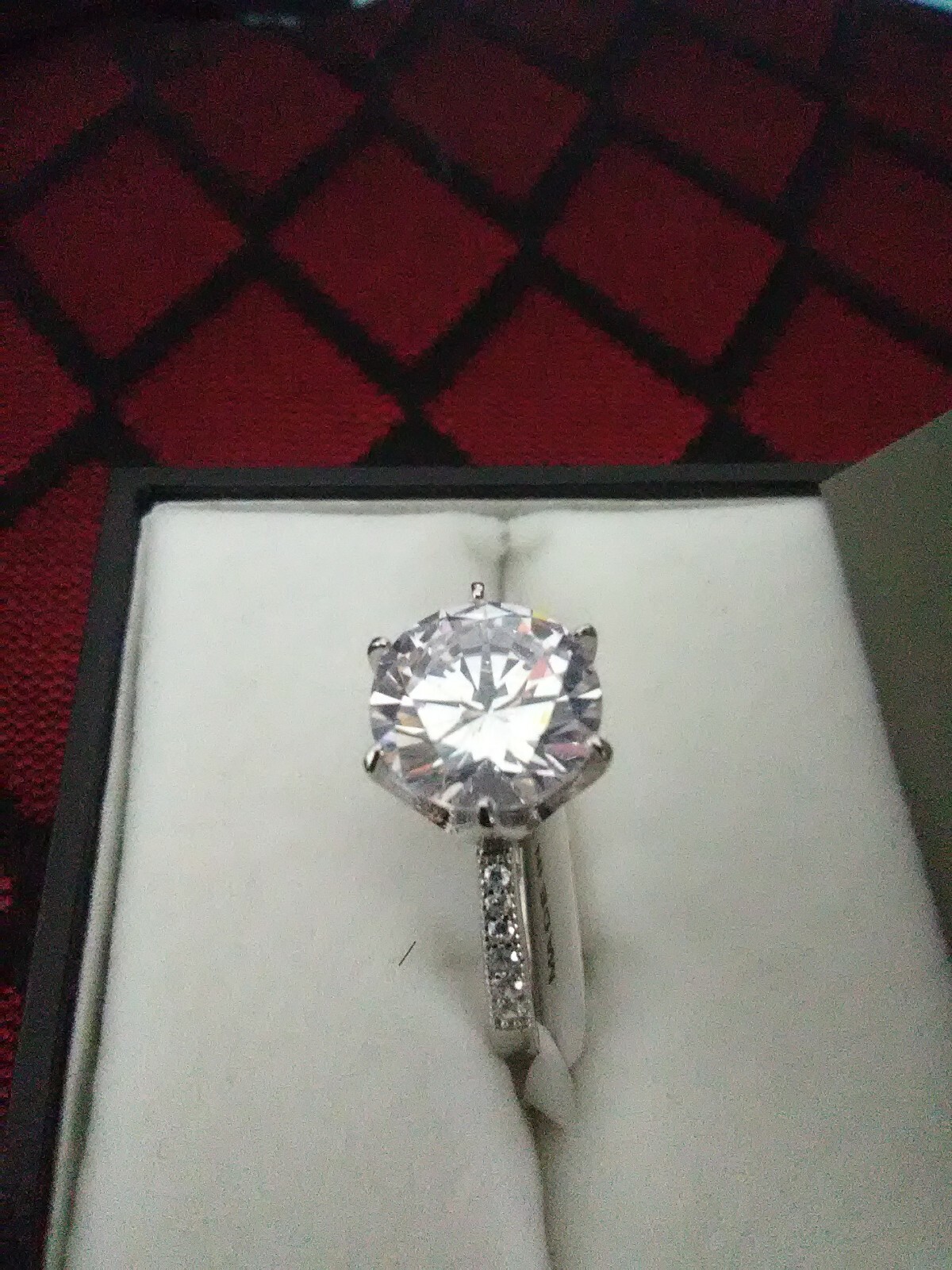 Lustro Stella Premium Cubic Zirconia Solitaire Ring in Sterling Sz 8 – 5.85 ctw
