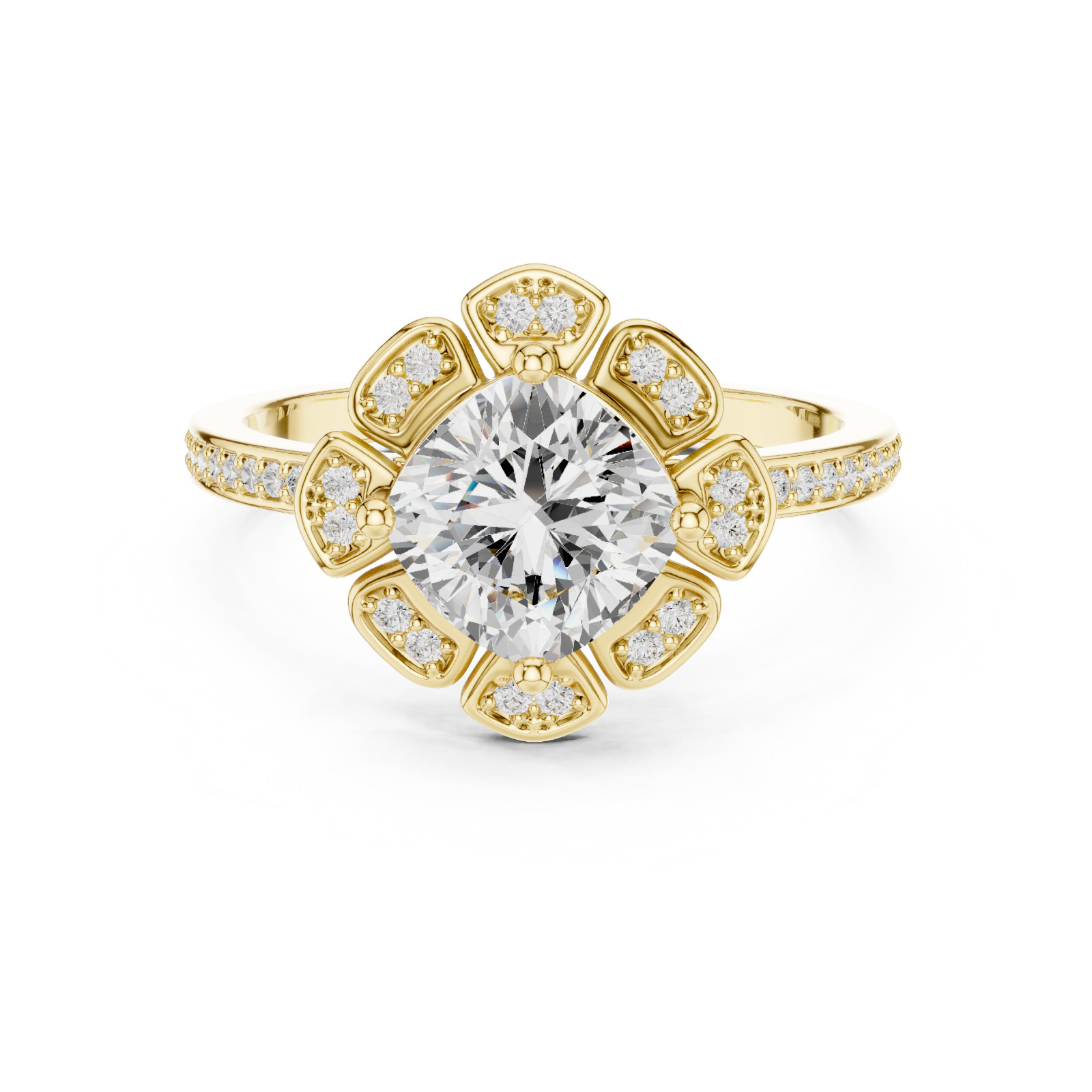 Cushion Certified 1.6 Ct Lab Grown Diamond Anniversary Cosmos Ring 14K Gold Over