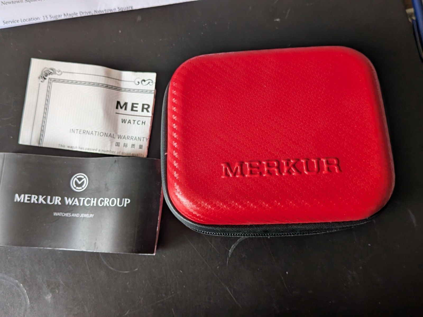 Merkur Big Eye Grey Seagull St 1901 mechanical chronograph watch with bracelet.