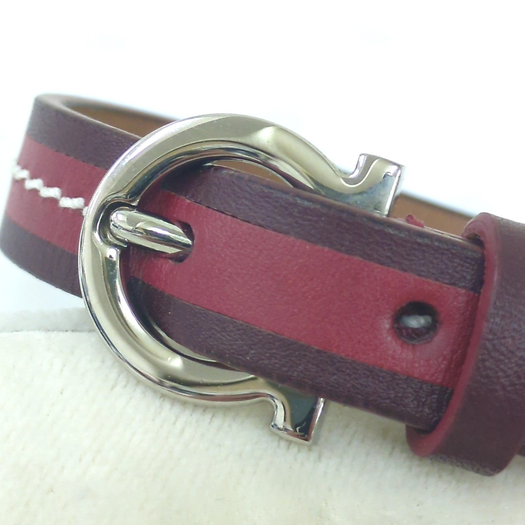 Salvatore Ferragamo Bracelet Wrap Made in Italy Leather Red Approx. 25.5cm
