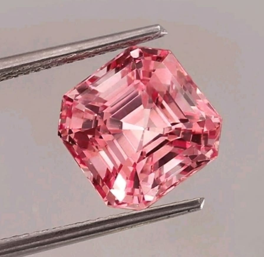 2 CT Fancy Pink Color Asscher Cut VVS1 Moissanite Diamond 7.50MM Gemstone + Gift