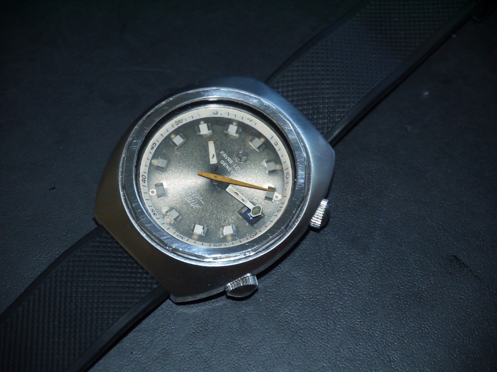 FAVRE LEUBA, DEEP BLUE, 1960’s, 40mm. Stainless, Tropical, Serviced