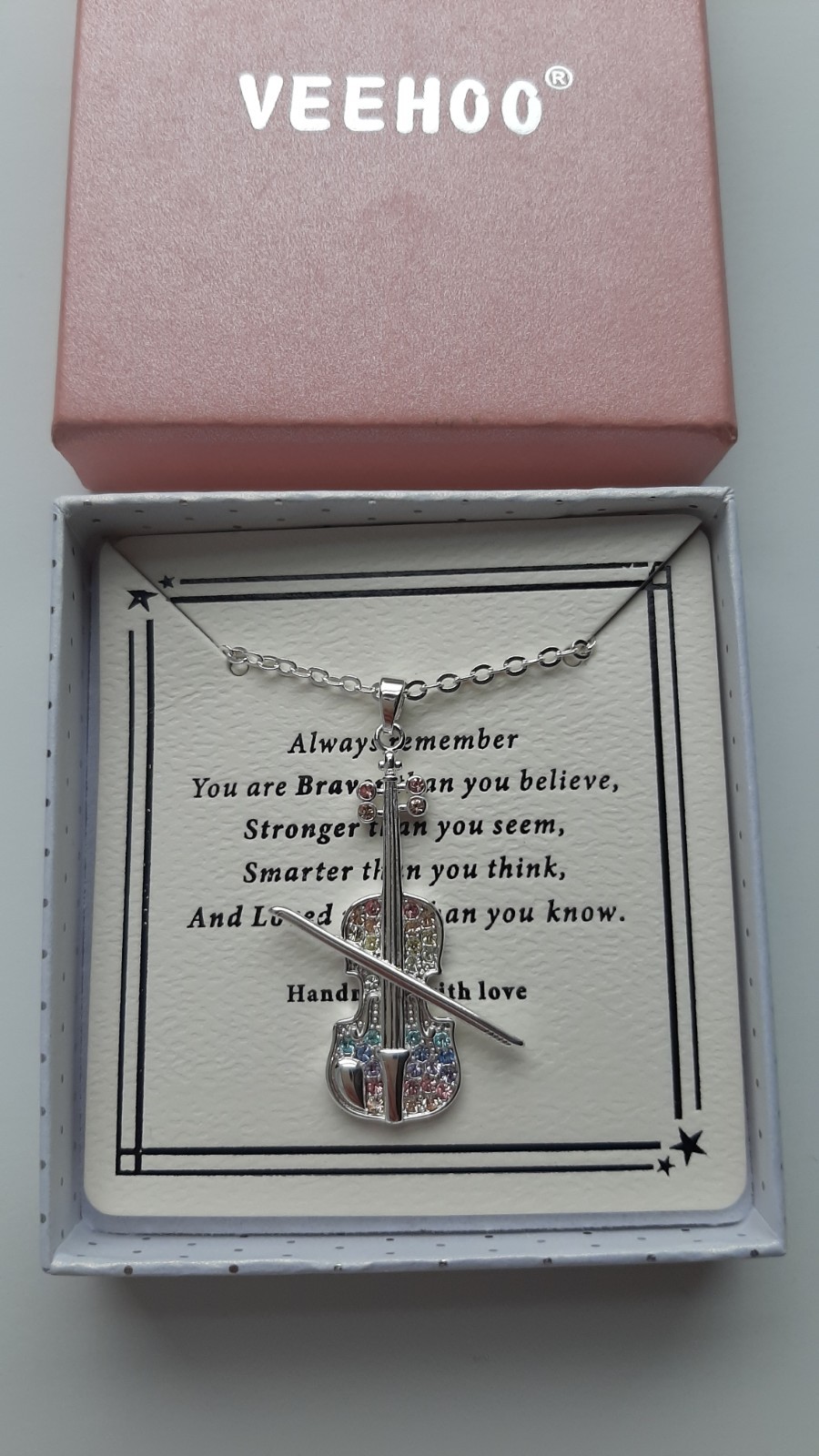 Rhinestone Violin Necklace For Women Or Girls Veehoo Brand
