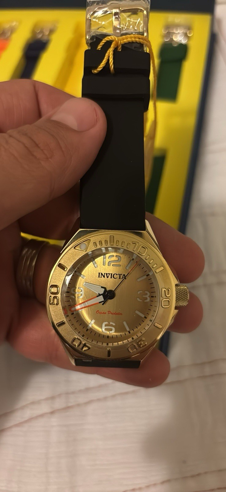 Invicta Ocean Predator Special Edition Wristwatch Gold Case, Multi Silicone Ban…