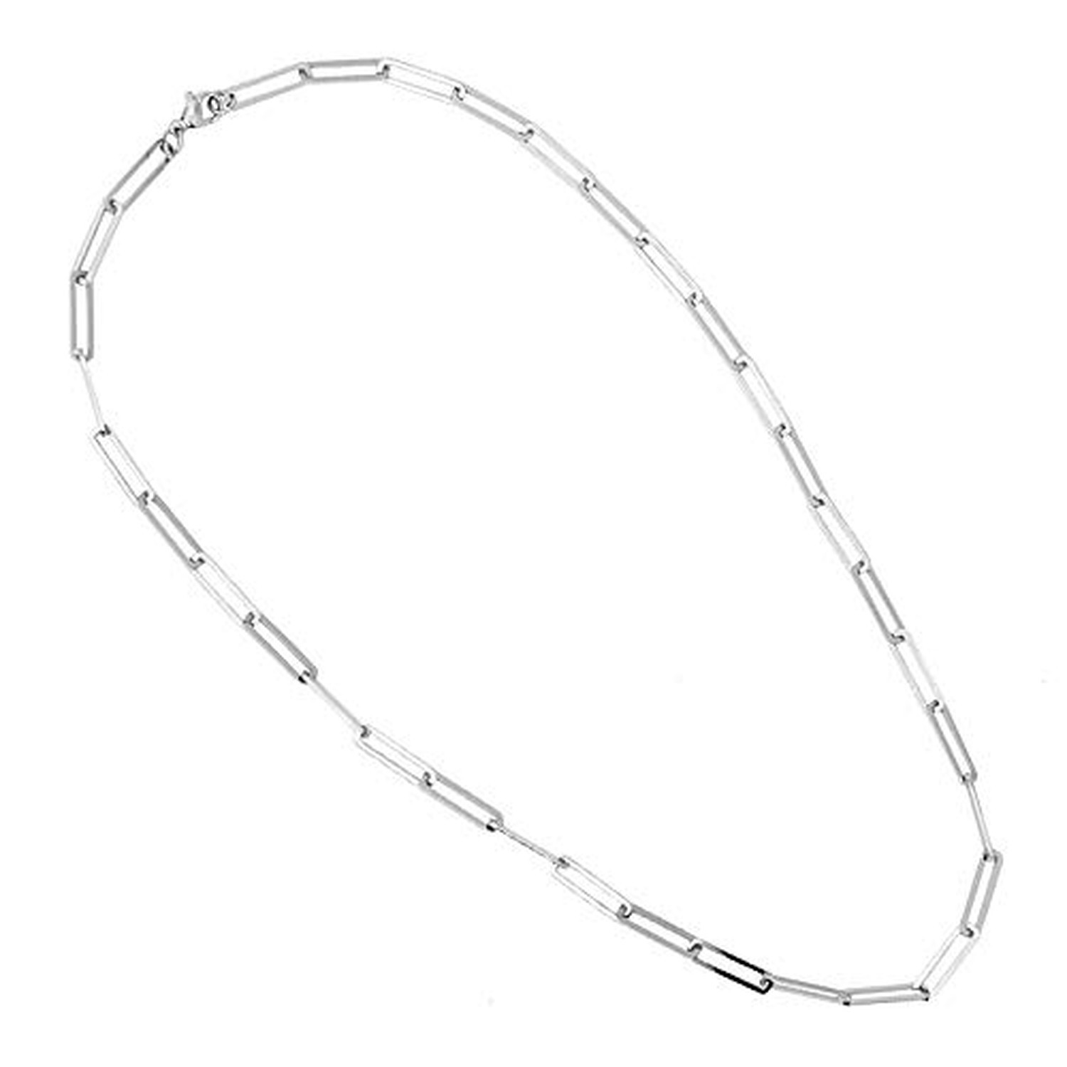 PORI JEWELERS 925 Sterling Silver 3mm Paperclip Chain Necklace for Women – Ch…
