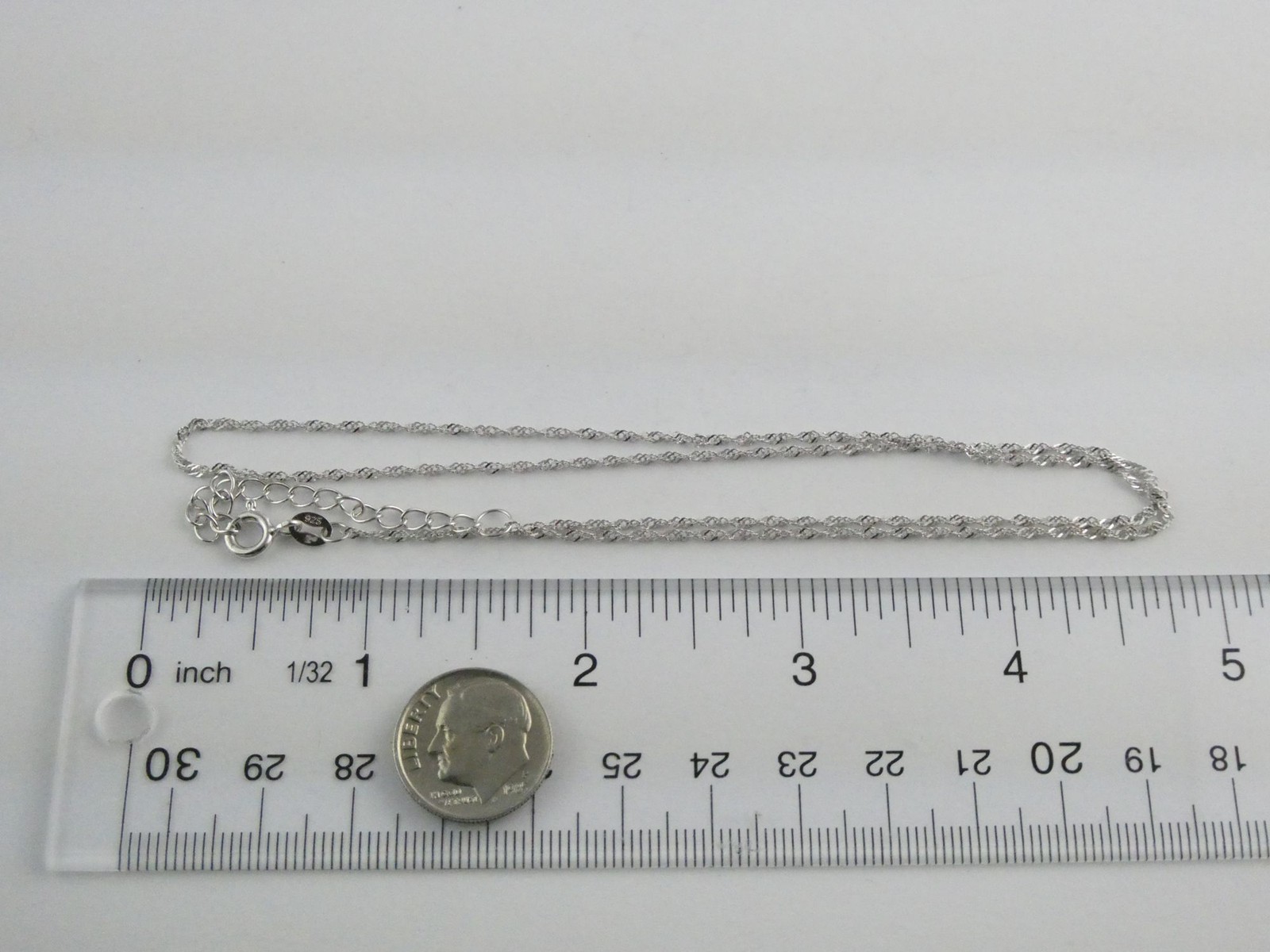 Sterling Silver Link Chain Necklace Adjustable 18-20 Inch Length 1.7g .4mm Thick