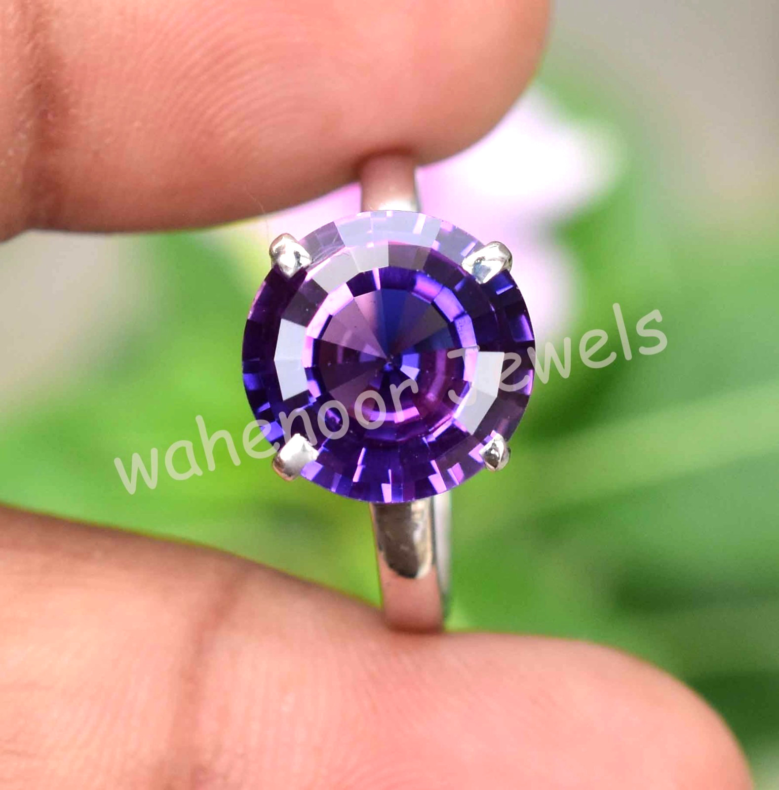 Natural Boysenberry Sapphire Round 925 Sterling Silver Ring Certified For Women