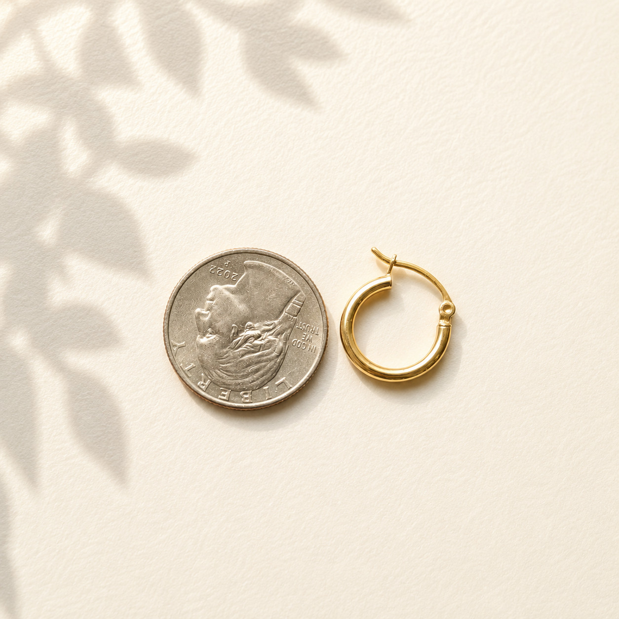 Real Solid 14K Yellow Gold Polished Round Tube Hoop Earrings Medium, Hinged