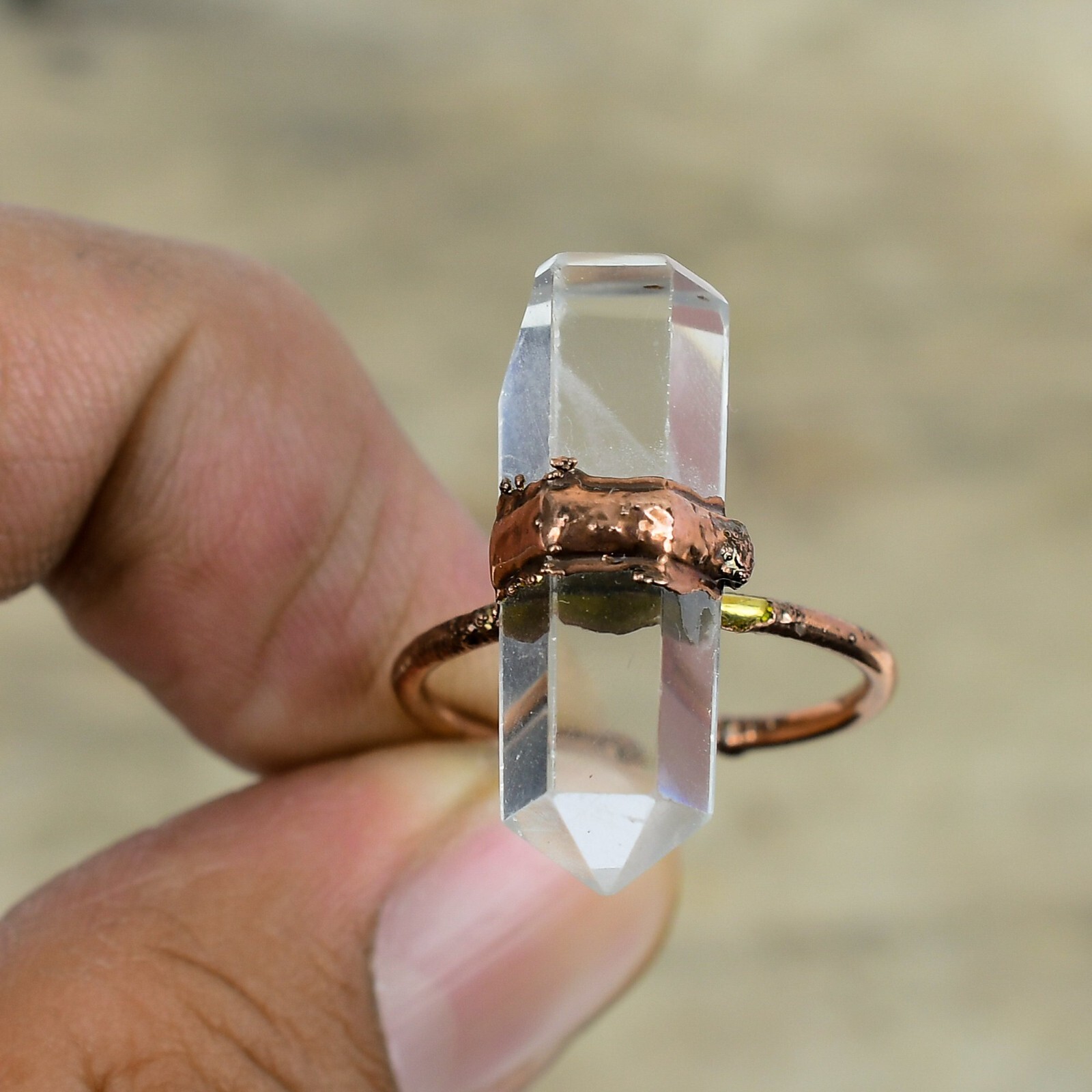 Crystal Electroformed Stackable Adjustable Ring Size Adjustable Copper