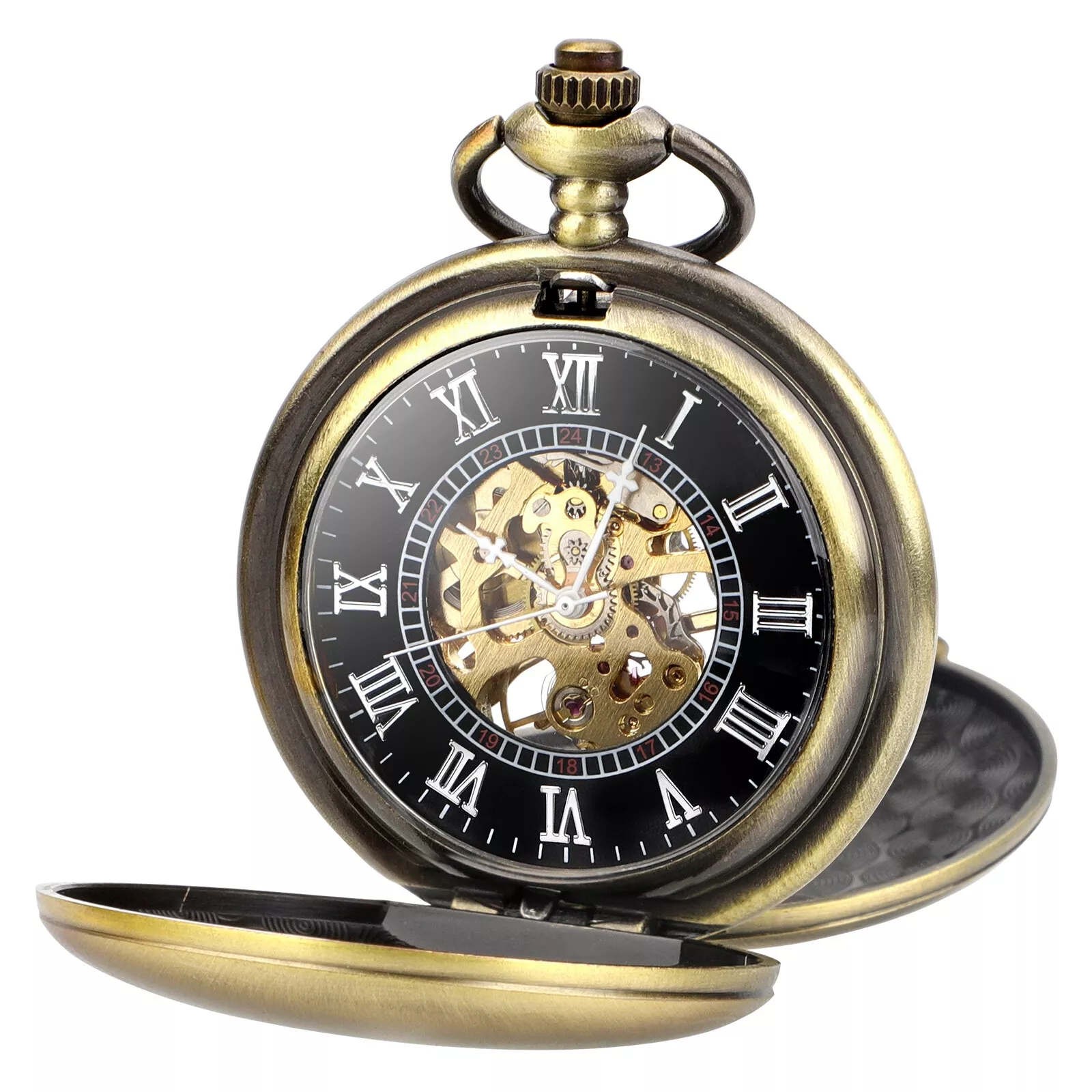 Portable Zinc Alloy Mechanical Vintage Pocket Watch Ideal Gift Men Christmas