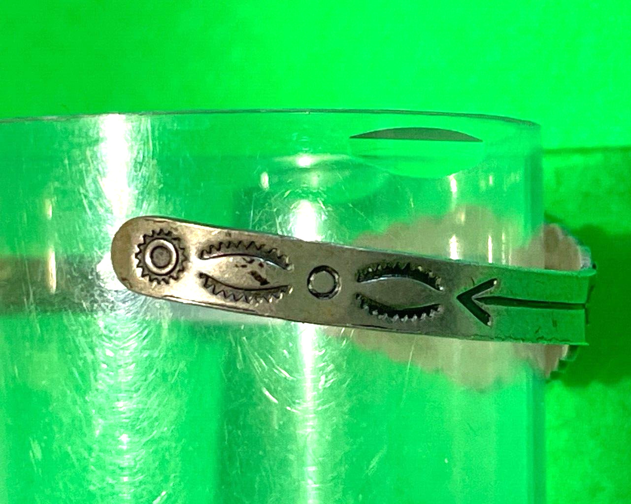 Vint. American Indian Nickle Silver bell Bangle 1940’s-50’s ~ Broken