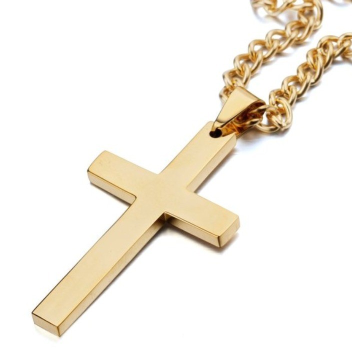 60Cm Cuban Chain With Cross, Mirror Polished, Men’s And Women’s Jewelry