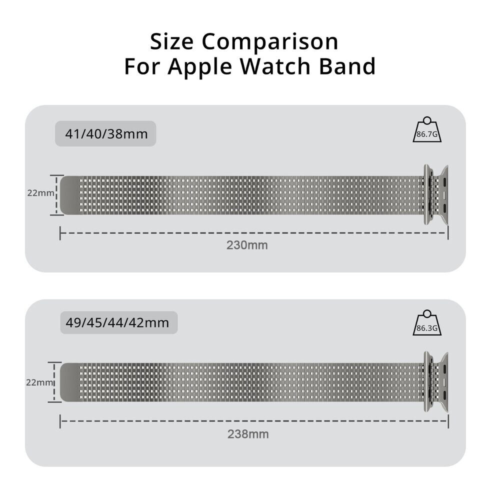 Stainless Steel Mesh Band for Apple Watch 10 9 8 7 6 SE 42/44/45/46/49mm Ultra 2