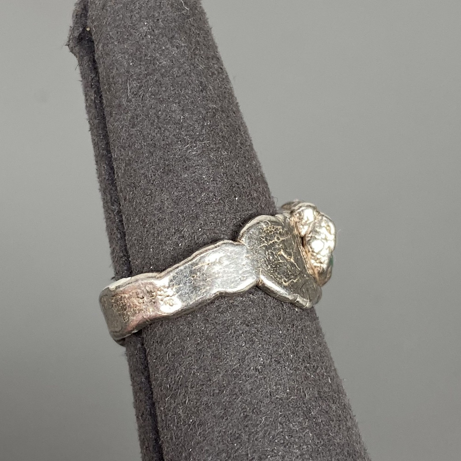 Artisan Sterling Silver Abstract Brutalist Moonstone Tourmaline Sapphire Ring 7