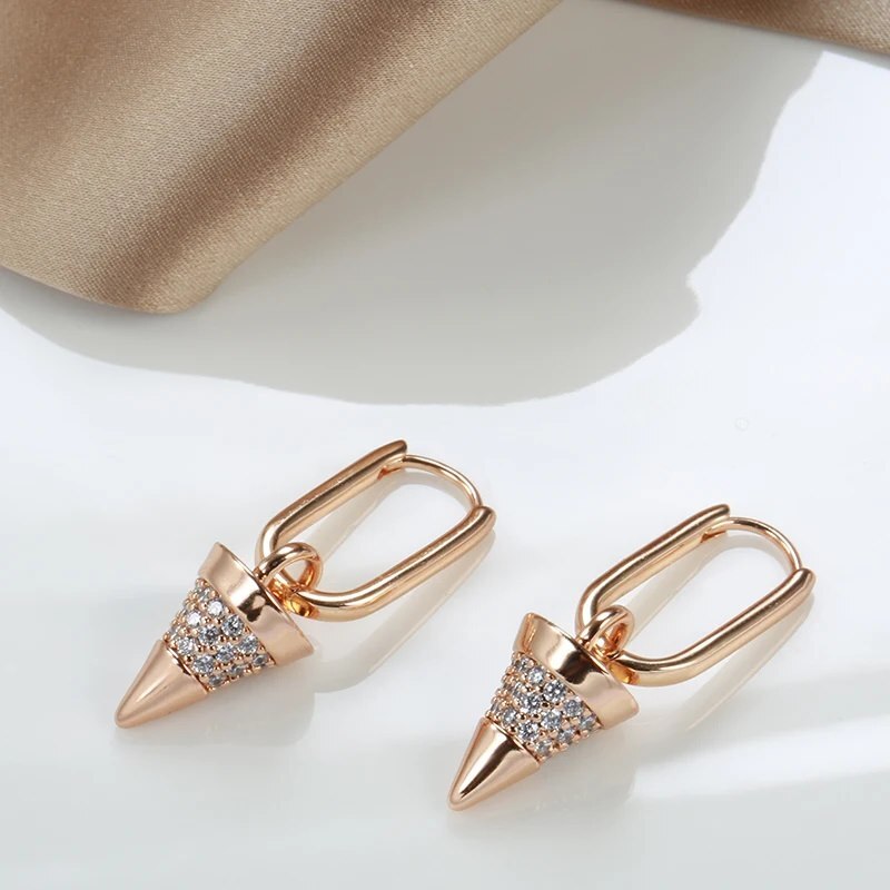 Elegant earrings drop earrings huggie 585 RG rose gold rose gold with zircon