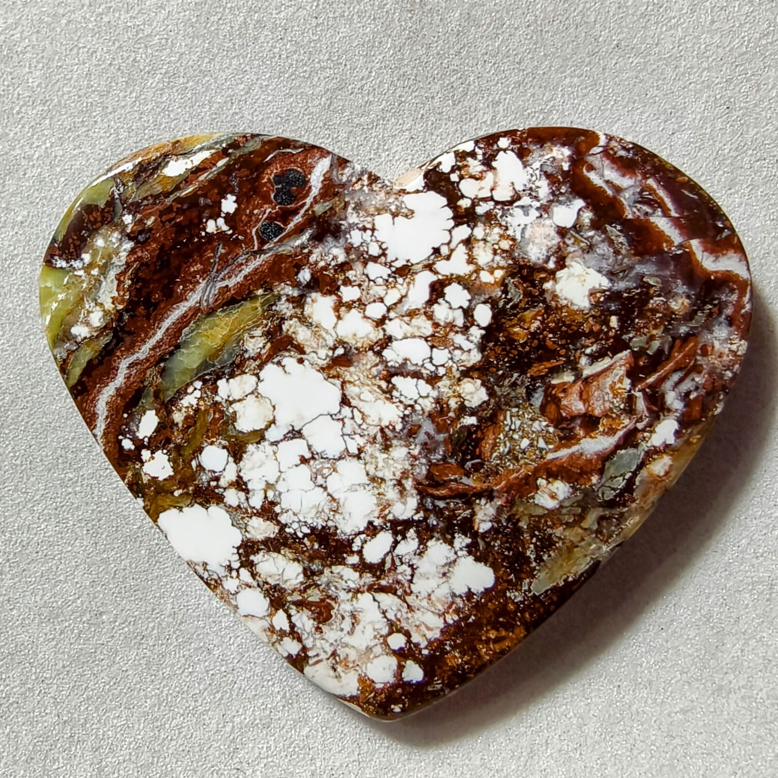 79 Cts Natural Wild Horse Magnesite Jasper Heart Gemstone 36.6×43.9×6.2 MM