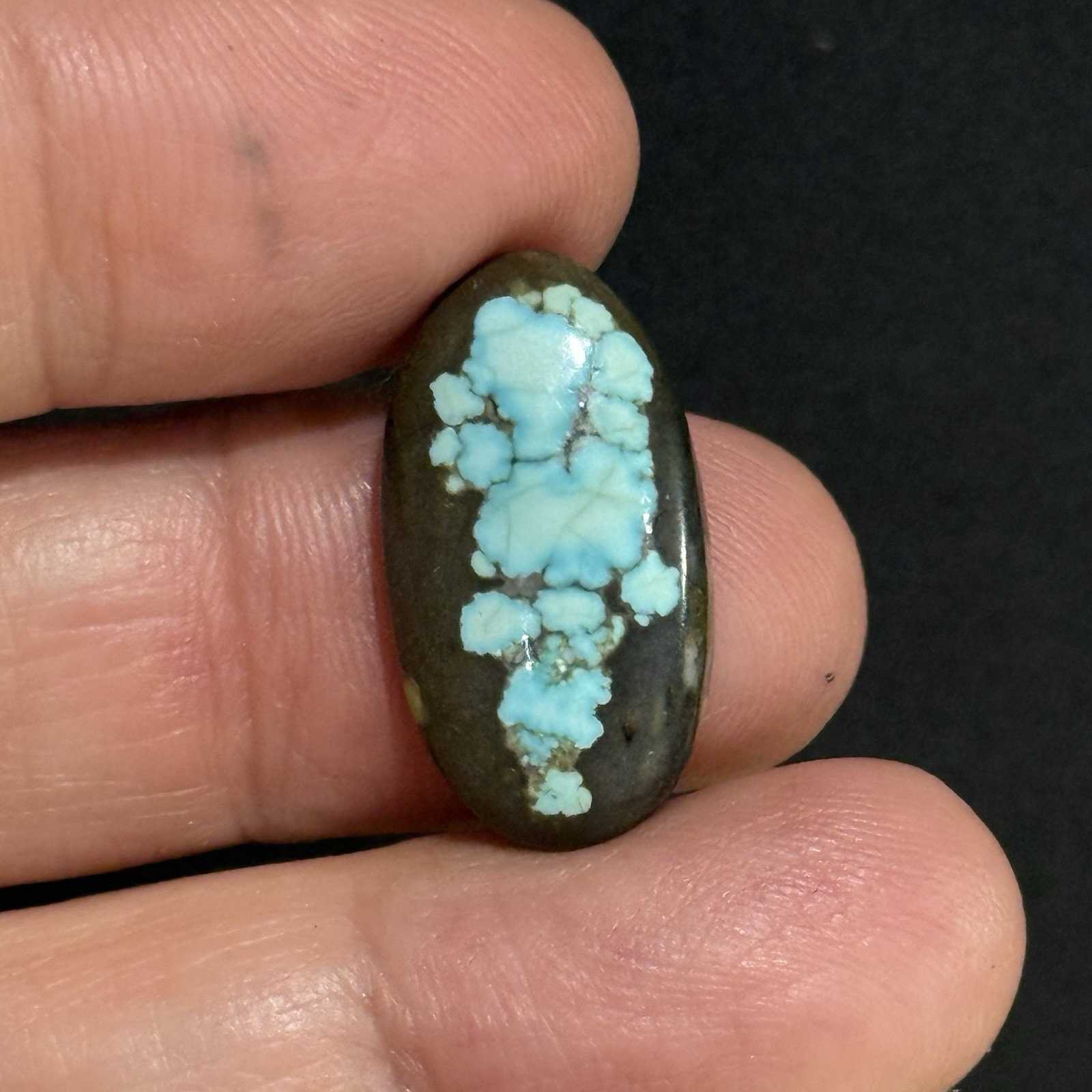 10.4ct22.5×12.2×5.4mm Natural #8 Mine Blue Turquoise Oval Cabochon Picture Stone